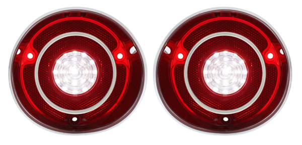 1971 Chevelle CUSTOM Plug and Play LED Backup Light Lens Assembly, With Inner Stainless Trim, Pair