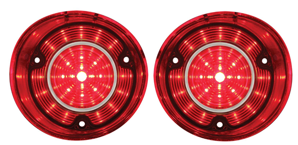 1972 Chevelle CUSTOM Plug and Play LED Tail Light Lens Assembly, With Inner Stainless Trim, Pair