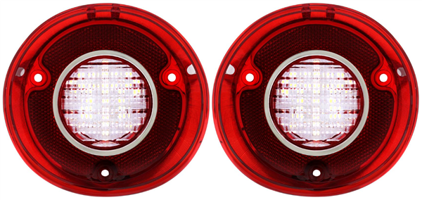 1972 Chevelle CUSTOM Plug and Play LED Backup Light Lens Assembly, With Inner Stainless Trim, Pair
