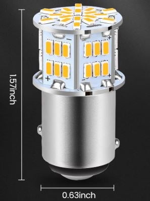 1157 LED Stop / Turn / Park Light Bulb, Ultra Bright AMBER Dual Filament, Each, Angle 3