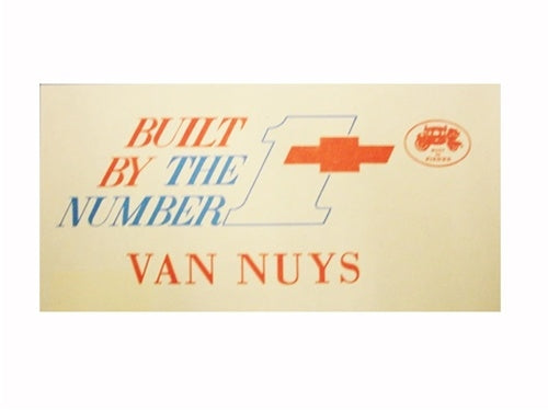 Built By The Number 1 Team, Van Nuys Dash Window Card