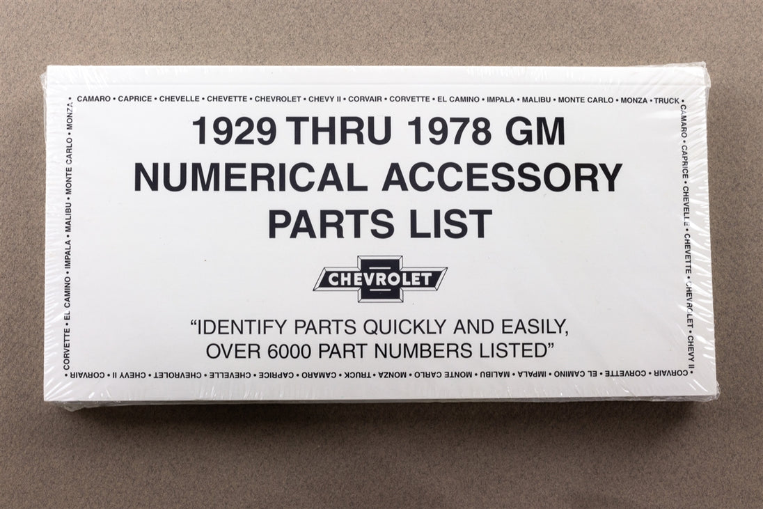 the 1929 Thru 1978 GM Numerical Accessory Parts List Booklet
