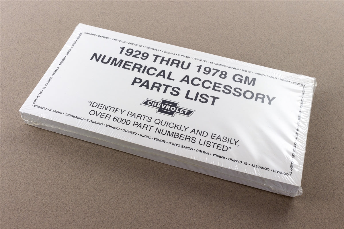 the 1929 Thru 1978 GM Numerical Accessory Parts List Booklet, Angle 3