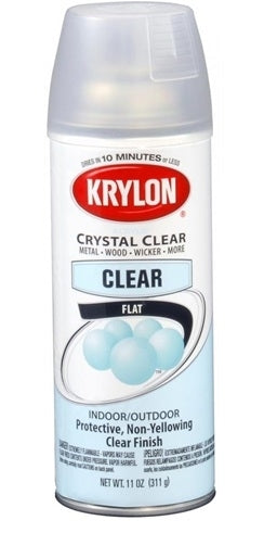 Spray Paint, Krylon Crystal Clear Protective Non-Yellowing Top Coat, Flat, Each