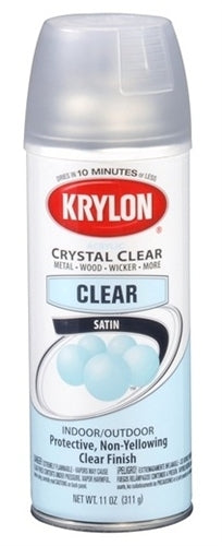 Spray Paint, Krylon Crystal Clear Protective Non-Yellowing Top Coat, Satin, Each