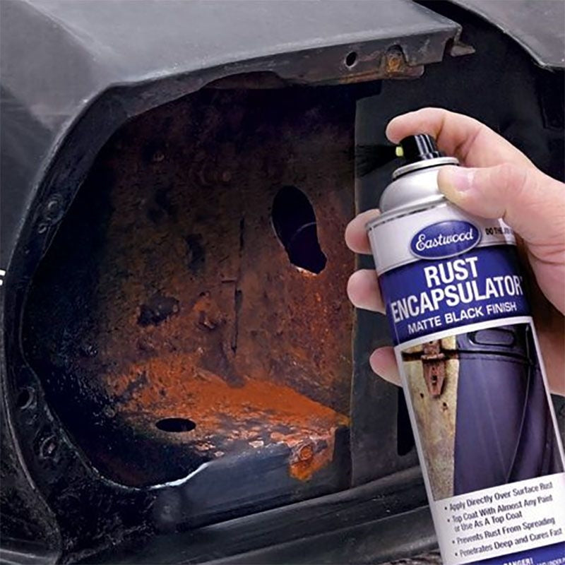 Eastwood Rust Encapsulator Matte Black Spray Paint, 15 oz Aerosol Can, Angle 2