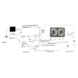 1966 - 1972 Dual Electric Fan Thermostat Relay and Wiring Kit, Angle 2