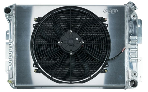 1968 - 1972 Chevy II Nova Big Block COLD-CASE Aluminum Radiator KIT WITH SIDE MOUNTING BRACKETS for Automatic Trans with 16" Electric Fan and Custom Fit Aluminum Fan Shroud