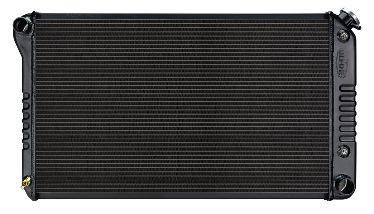 a 1968 - 1972 Chevelle COLD-CASE Black Powder Coated Aluminum Radiator for Automatic Trans, Black Night Rider Series