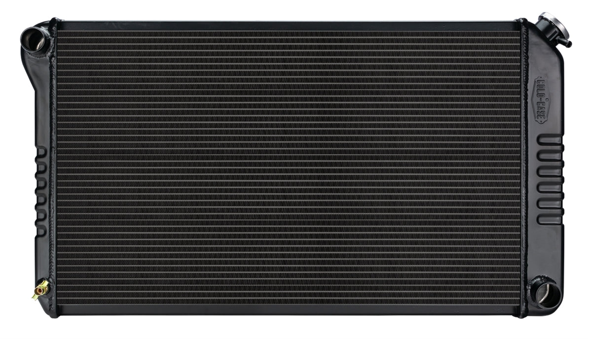 a 1968 - 1972 Chevelle COLD-CASE Black Powder Coated Aluminum Radiator for Manual Trans, Black Night Rider Series