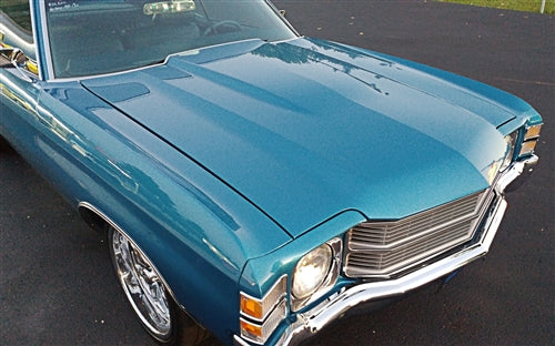 1970 - 1972 Chevelle Cowl Induction Hood, Steel Non-Functional OE Style, Angle 2