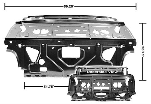 1968 - 1972 Chevelle Rear Seat Divider and Package Tray Metal
