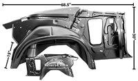 1970 - 1972 Chevelle Convertible Wheel House and Quarter Structure Assembly, Inner and Outer Rear, Right Hand, Angle 2