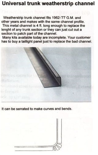 Universal Trunk Gutter Weatherstrip Repair Channel, 4 Foot Long, Angle 3