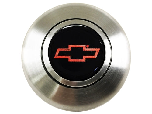 Custom Red Bowtie Horn Cap for Wood or Comfort Grip Steering Wheel, Choose Brushed or Black Finish