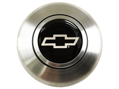 Custom Silver Bowtie Horn Cap for Wood or Comfort Grip Steering Wheel, Choose Brushed or Black Finish