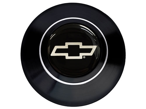 Custom Silver Bowtie Horn Cap for Wood or Comfort Grip Steering Wheel, Choose Brushed or Black Finish, Angle 2