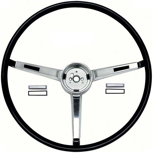 1967 Chevelle Steering Wheel with Chrome 3-Spoke Shroud, Black