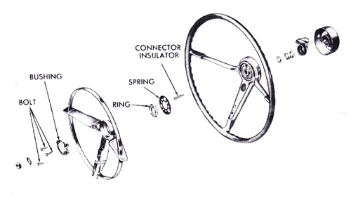 1964 - 1966 Chevelle Horn Cap Mounting Set, Deluxe Steering Wheels, Angle 2