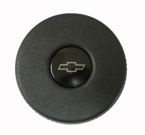 1970 - 1976 4-Bar Steering Wheel Horn Cap Button Emblem Only, Black with Gray Bowtie, 329742, Angle 2