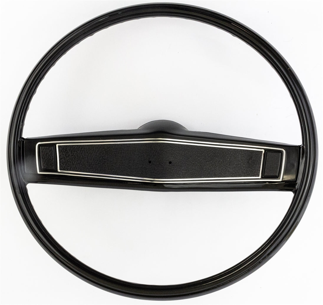 1970 Chevelle Standard Steering Wheel Kit, Black with Black Madrid Grain Shroud