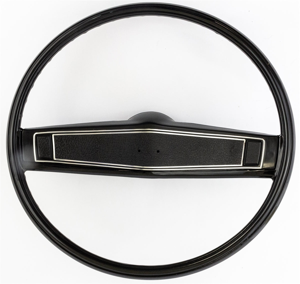 1970 Chevelle Standard Steering Wheel Kit, Black with Black Madrid Grain Shroud