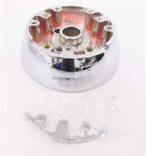 1969 - 1972 Custom CHROME Steering Wheel Mounting Hub for Woodgrain or Comfort Grip Wheels, Angle 2