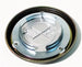 Black Horn Cap with Crossed Flags Emblem for Wood or Comfort Grip Steering Wheels, Angle 2