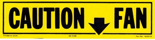 Caution Fan Decal, Yellow and Black