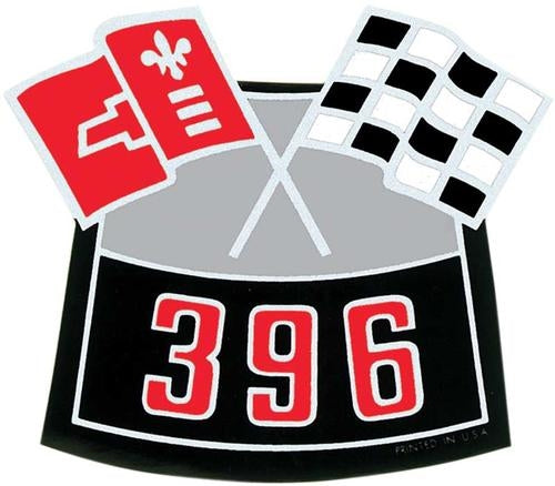 396 Big Block Crossed Flags Air Cleaner Breather Decal