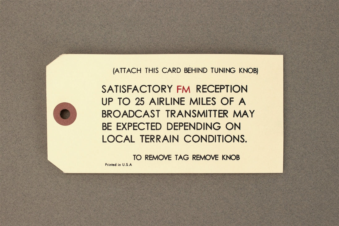 1964 - 1972 Chevelle or Nova AM - FM Radio Antenna Information Tag