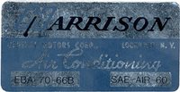 1966 Air Conditioning Label (Firewall Box) (All with Air Conditioning) (EBA-70-66B)