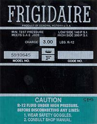 1967 - 1968 Air Conditioning Compressor Decal, 5910645