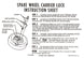 a 1964 - 1967 Chevelle Spare Wheel Carrier Lock Instruction Information Decal, 3869762