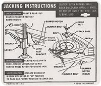 1967 Chevelle Trunk Deck Lid Jacking Instructions Decal