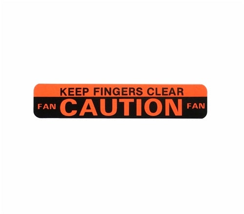 Radiator Support Fan Shroud Caution Fan Decal, Orange