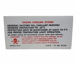 1973 Engine Cooling System Decal, 337450