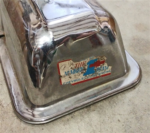 1967 - 1970 Valve Cover Decal, Small Block Built By the Number 1 Team Flint Michigan, Angle 2