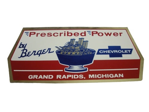 Prescribed Power By Berger Chevrolet Decal, Grand Rapids, Michigan Sticker