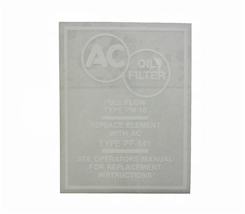 1966 - 1967 Chevelle AC Delco Oil Filter Canister Decal