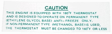 1967 - 1969 Caution Engine Cooling System Thermostat Antifreeze Decal