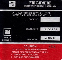 1970 Air Conditioning Compressor Decal, 5910747