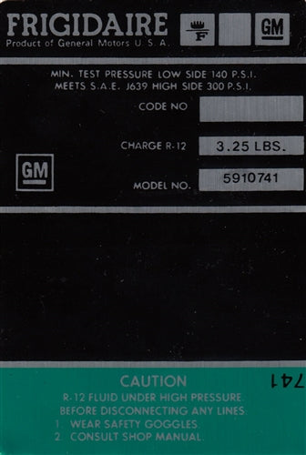 1969 - 1971 Air Conditioning Compressor Decal, 5910741