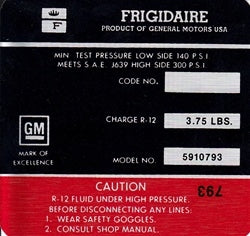 1972 Air Conditioning Compressor Decal, 5910793