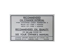 Photo of a 1967 - 1969 Canadian Engine Oil Change Recommendation Decal | Muscle Car Central