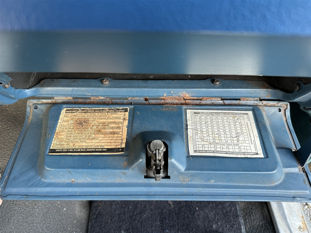 1970 - 1972 Nova Glove Box Mileage and Maintenance Decal, 3991750, Angle 2