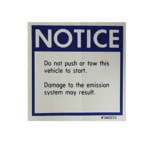 Push Start Glove Box Warning Notice Decal, 360225