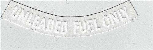 Curved Unleaded Fuel Only Decal, White