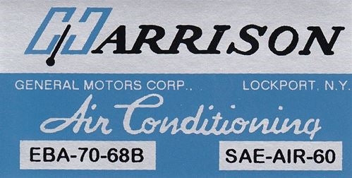 1968 Chevelle or Nova Air Conditioning Evaporator Box, Harrison Decal