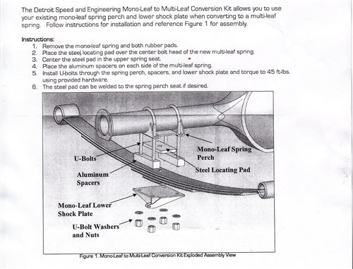1968 - 1974 Nova Detroit Speed Mono to Multi Leaf Rear Spring Conversion Kit, Angle 2